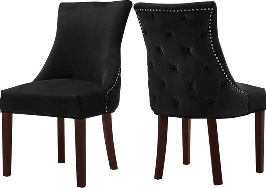 Meridian Furniture - Hannah Velvet Dining Chair Set Of 2 In Black - 774Black-C - ATL FURNITURE