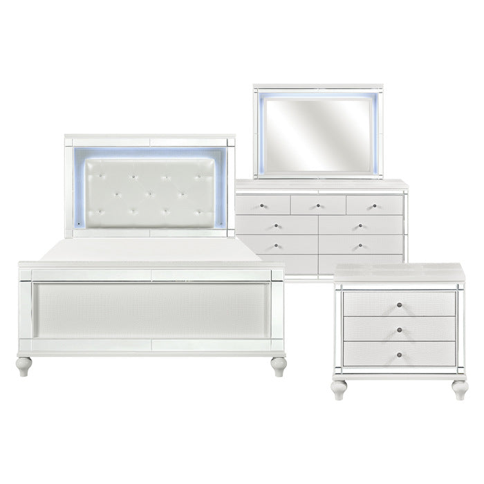 Homelegance - Alonza Bright White 4 Piece Queen Bedroom Set With Led Lighting - 1845Led-1-4 - ATL FURNITURE