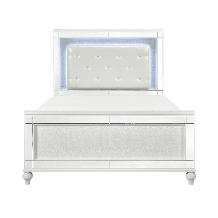 Homelegance - Alonza Bright White Eastern King Bed With Led Lighting - 1845Kled-1Ek - ATL FURNITURE