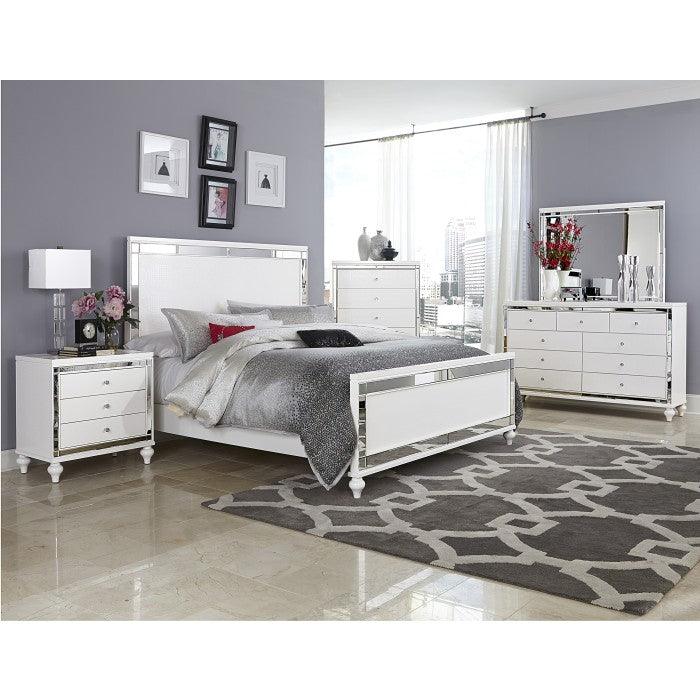 Homelegance - Alonza Bright White 5 Piece Queen Bedroom Set With Led Lighting - 1845Led-1-9 - ATL FURNITURE