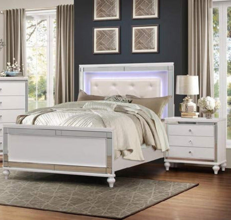 Homelegance - Alonza Bright White 3 Piece Queen Bedroom Set With Led Lighting - 1845Led-1-3 - ATL FURNITURE