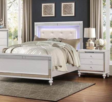 Homelegance - Alonza Bright White 3 Piece Eastern King Bedroom Set With Led Lighting - 1845Kled-1Ek-3 - ATL FURNITURE