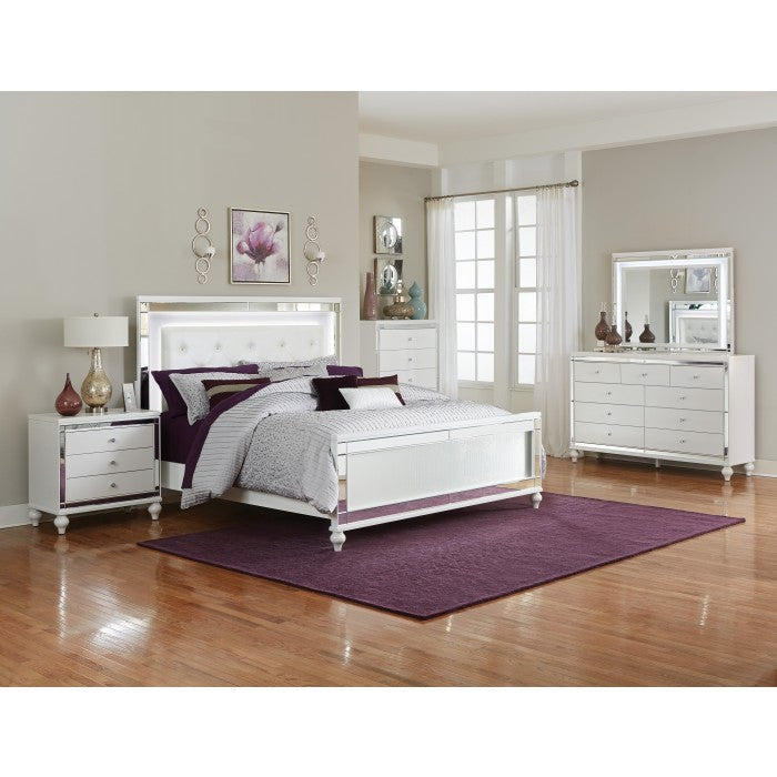 Homelegance - Alonza Bright White Eastern King Bed With Led Lighting - 1845Kled-1Ek - ATL FURNITURE