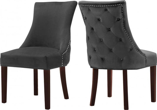 Meridian Furniture - Hannah Velvet Dining Chair Set Of 2 In Grey - 774Grey-C - ATL FURNITURE