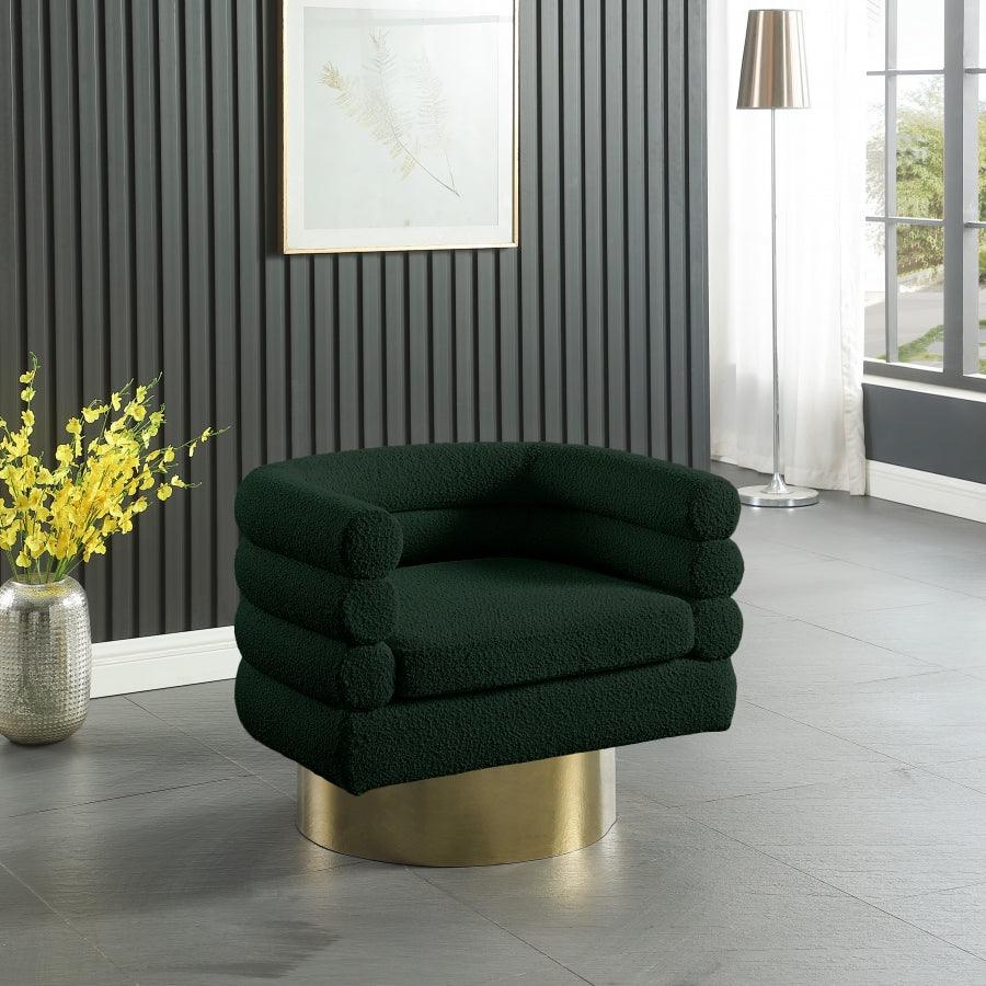 Meridian Furniture - Tessa Boucle Fabric Accent Chair In Green - 544Green - ATL FURNITURE