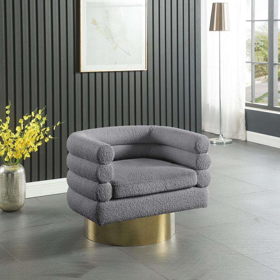 Meridian Furniture - Tessa Boucle Fabric Accent Chair In Grey - 544Grey - ATL FURNITURE