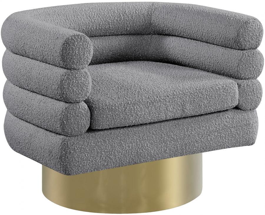 Meridian Furniture - Tessa Boucle Fabric Accent Chair In Grey - 544Grey - ATL FURNITURE