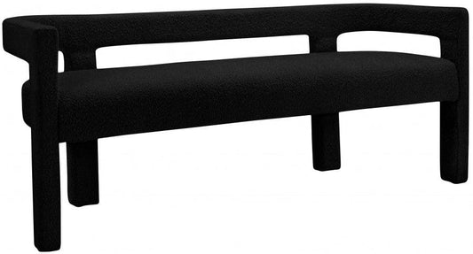 Meridian Furniture - Athena Boucle Fabric Bench In Black - 865Black - ATL FURNITURE