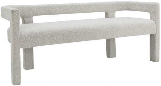 Meridian Furniture - Athena Boucle Fabric Bench In Cream - 865Cream - ATL FURNITURE