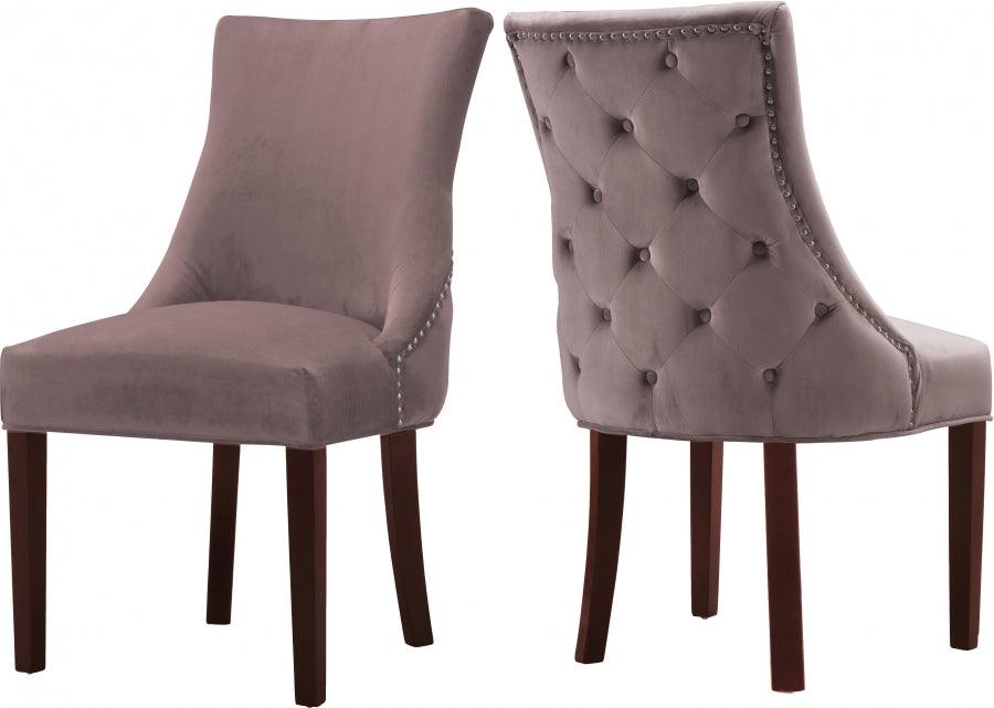 Meridian Furniture - Hannah Velvet Dining Chair Set Of 2 In Pink - 774Pink-C - ATL FURNITURE