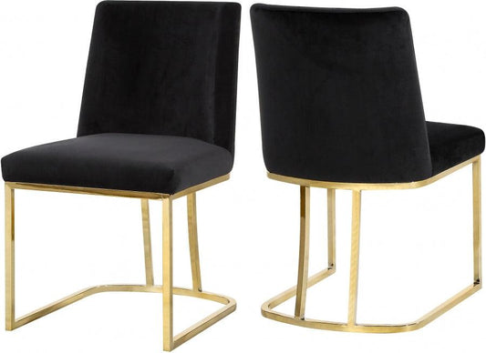 Meridian Furniture - Heidi Velvet Dining Chair Set Of 2 In Black - 776Black-C - ATL FURNITURE