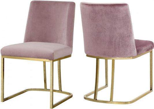 Meridian Furniture - Heidi Velvet Dining Chair Set Of 2 In Pink - 776Pink-C - ATL FURNITURE