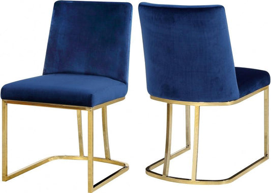 Meridian Furniture - Heidi Velvet Dining Chair Set Of 2 In Navy - 776Navy-C - ATL FURNITURE