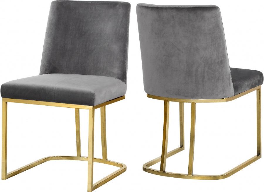 Meridian Furniture - Heidi Velvet Dining Chair Set Of 2 In Grey - 776Grey-C - ATL FURNITURE