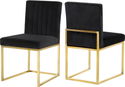 Meridian Furniture - Giselle Velvet Dining Chair Set Of 2 In Black - 778Black-C - ATL FURNITURE