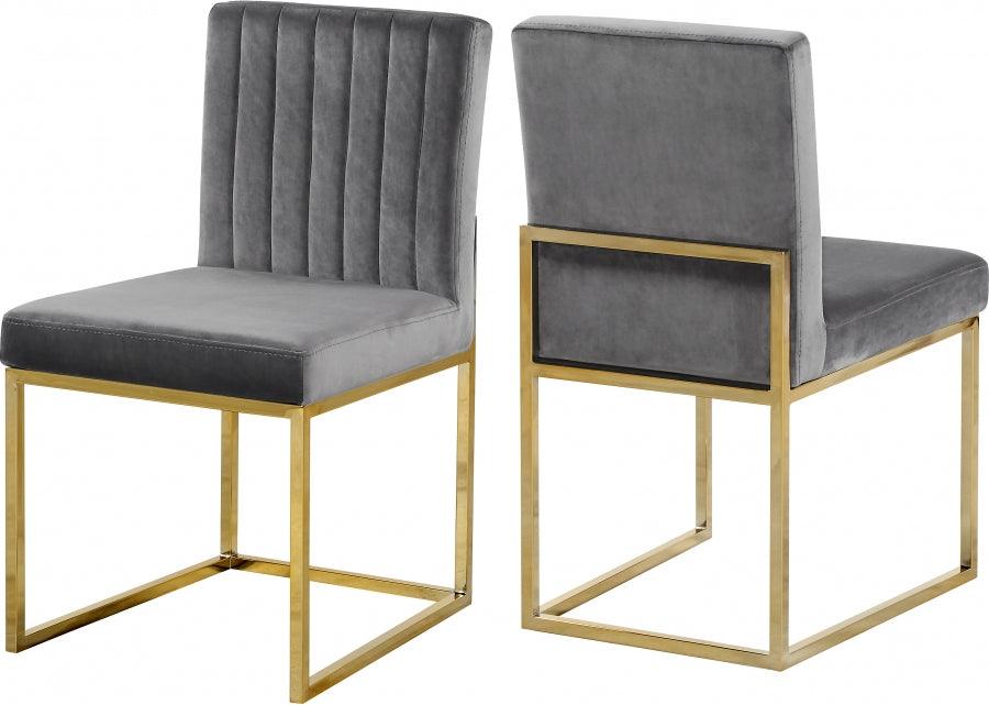 Meridian Furniture - Giselle Velvet Dining Chair Set Of 2 In Grey - 778Grey-C - ATL FURNITURE