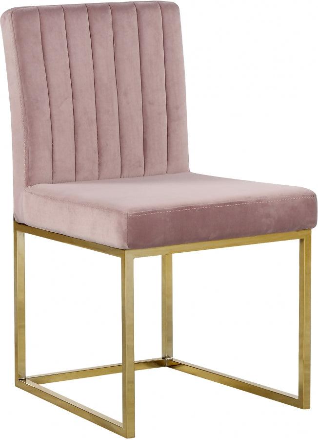 Meridian Furniture - Giselle Velvet Dining Chair Set Of 2 In Pink - 778Pink-C - ATL FURNITURE