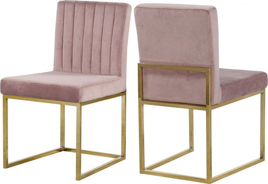 Meridian Furniture - Giselle Velvet Dining Chair Set Of 2 In Pink - 778Pink-C - ATL FURNITURE