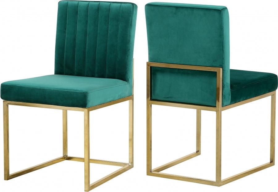 Meridian Furniture - Giselle Velvet Dining Chair Set Of 2 In Green - 778Green-C - ATL FURNITURE