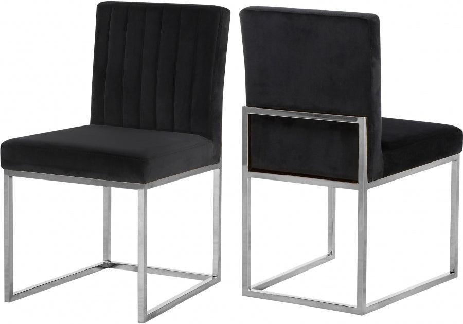 Meridian Furniture - Giselle Velvet Dining Chair Set Of 2 In Black - 779Black-C - ATL FURNITURE