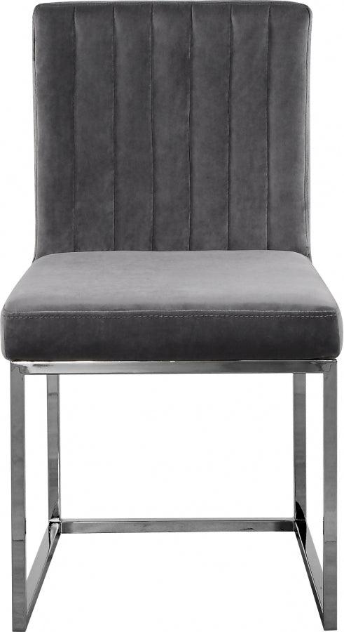 Meridian Furniture - Giselle Velvet Dining Chair Set Of 2 In Grey - 779Grey-C - ATL FURNITURE