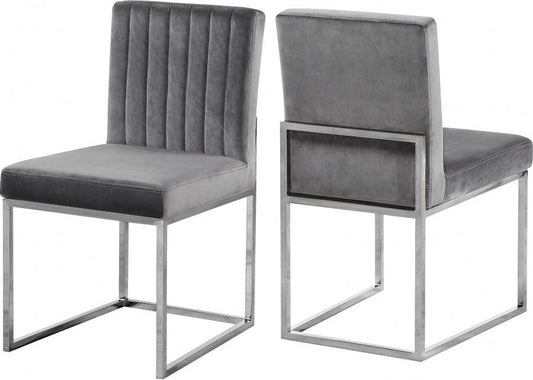 Meridian Furniture - Giselle Velvet Dining Chair Set Of 2 In Grey - 779Grey-C - ATL FURNITURE