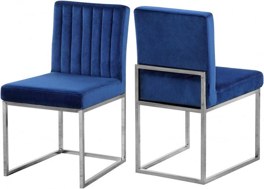 Meridian Furniture - Giselle Velvet Dining Chair Set Of 2 In Navy- 779Navy-C - ATL FURNITURE