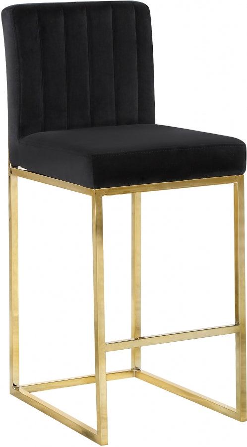 Meridian Furniture - Giselle Velvet Counter Stool Set Of 2 In Black - 781Black-C - ATL FURNITURE