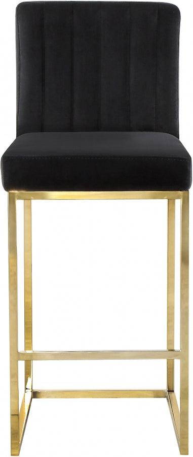 Meridian Furniture - Giselle Velvet Counter Stool Set Of 2 In Black - 781Black-C - ATL FURNITURE