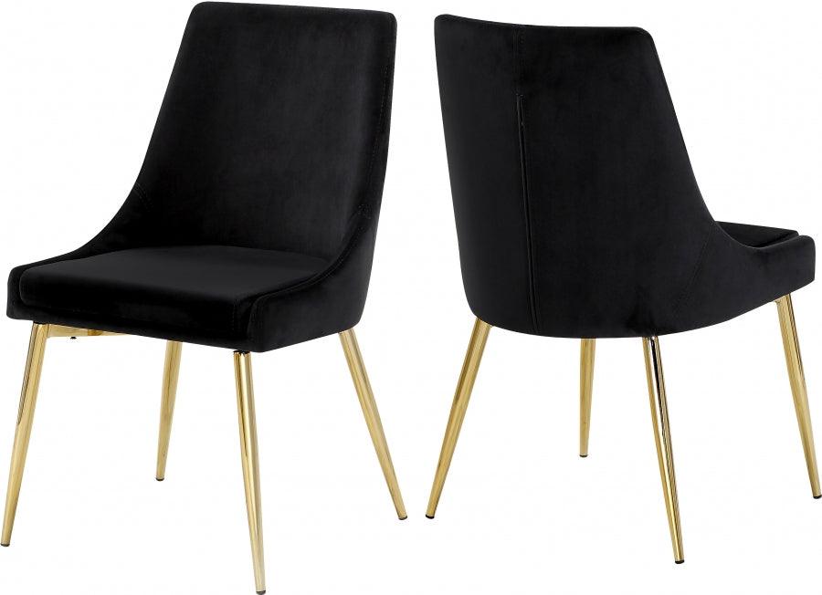 Meridian Furniture - Karina Velvet Dining Chair Set Of 2 In Black - 783Black-C - ATL FURNITURE