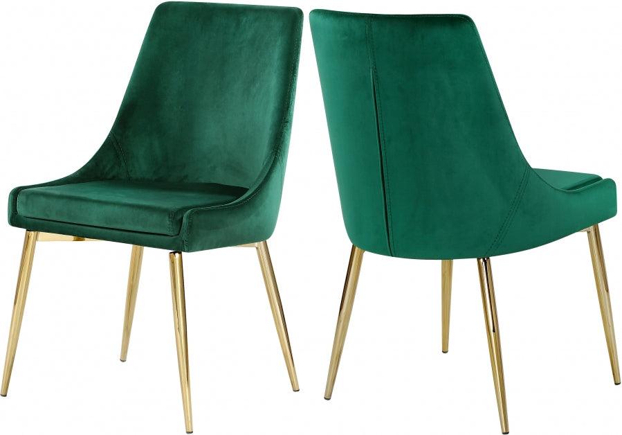 Meridian Furniture - Karina Velvet Dining Chair Set Of 2 In Green - 783Green-C - ATL FURNITURE