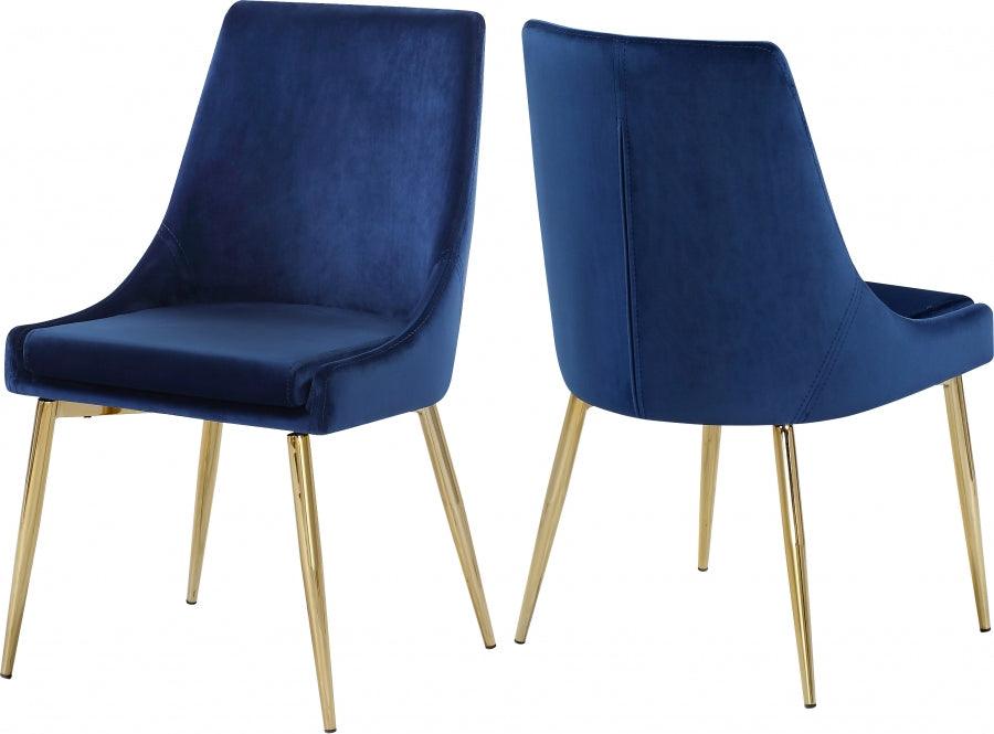 Meridian Furniture - Karina Velvet Dining Chair Set Of 2 In Navy - 783Navy-C - ATL FURNITURE