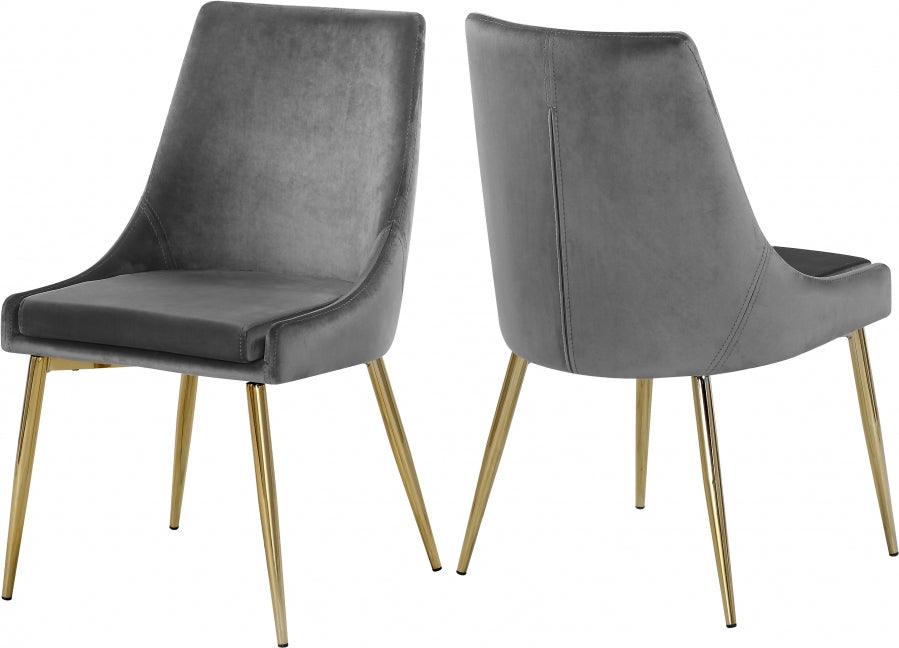 Meridian Furniture - Karina Velvet Dining Chair Set Of 2 In Grey - 783Grey-C - ATL FURNITURE