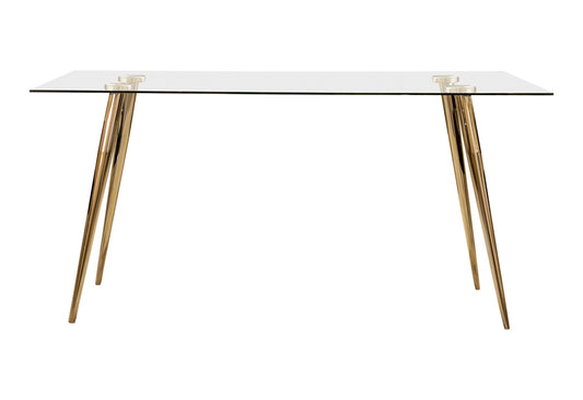 Gilman Rectangular 64-inch Glass Top Dining Table Gold