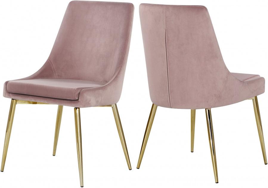 Meridian Furniture - Karina Velvet Dining Chair Set Of 2 In Pink - 783Pink-C - ATL FURNITURE