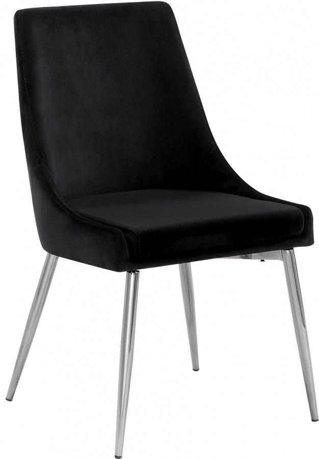 Meridian Furniture - Karina Velvet Dining Chair Set Of 2 In Black - 784Black-C - ATL FURNITURE