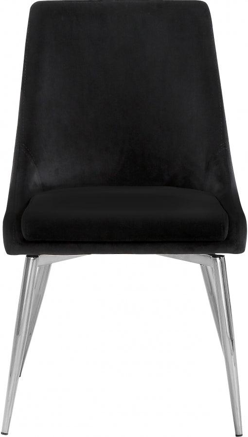 Meridian Furniture - Karina Velvet Dining Chair Set Of 2 In Black - 784Black-C - ATL FURNITURE