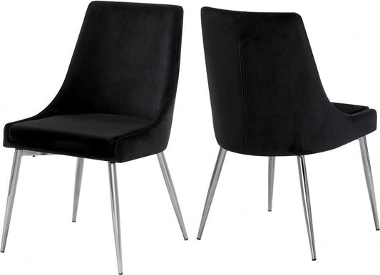 Meridian Furniture - Karina Velvet Dining Chair Set Of 2 In Black - 784Black-C - ATL FURNITURE