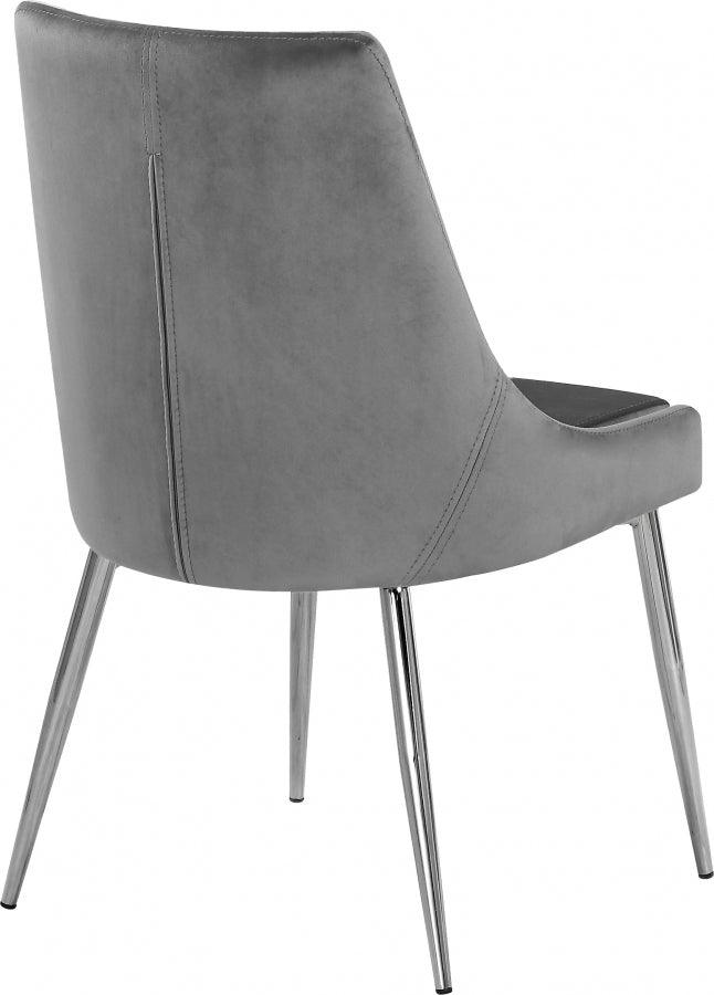 Meridian Furniture - Karina Velvet Dining Chair Set Of 2 In Grey - 784Grey-C - ATL FURNITURE