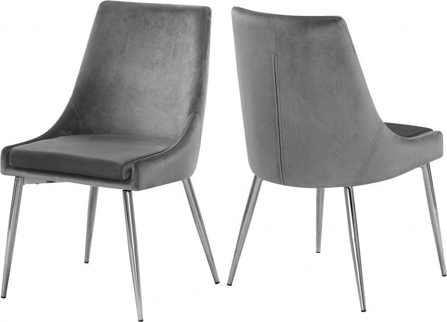 Meridian Furniture - Karina Velvet Dining Chair Set Of 2 In Grey - 784Grey-C - ATL FURNITURE