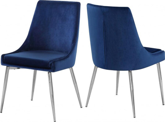 Meridian Furniture - Karina Velvet Dining Chair Set Of 2 In Navy - 784Navy-C - ATL FURNITURE