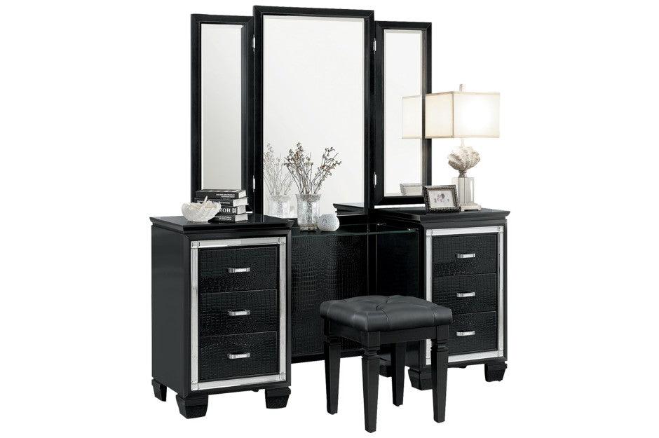 Homelegance - Allura Vanity Dresser With Mirror And Stool - 1916Bk-15-14 - ATL FURNITURE