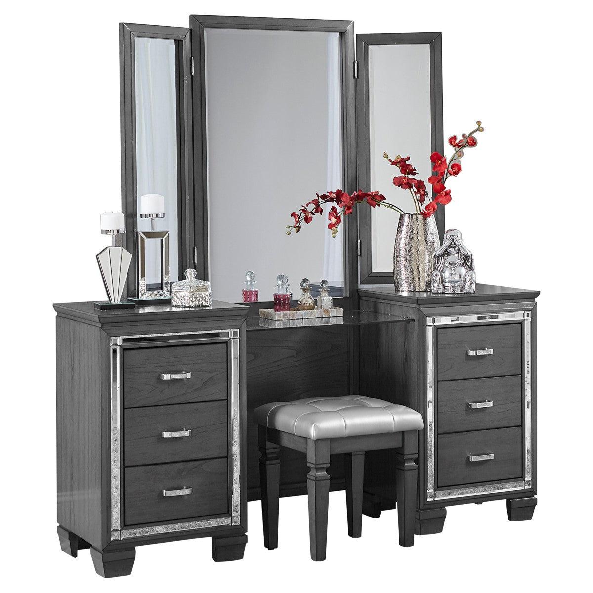 Homelegance - Allura Vanity Dresser With Mirror In Grey -1916Gy-15-14 - ATL FURNITURE