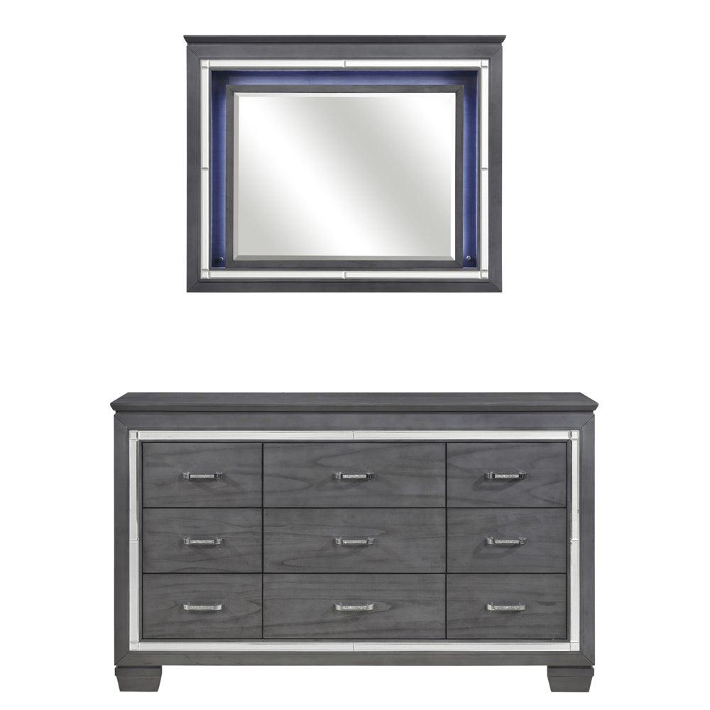 Homelegance - Allura Dresser With Mirror In Grey -1916Gy-5-6 - ATL FURNITURE