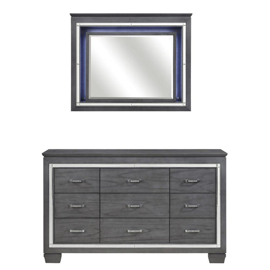 Homelegance - Allura Dresser With Mirror In Grey -1916Gy-5-6 - ATL FURNITURE