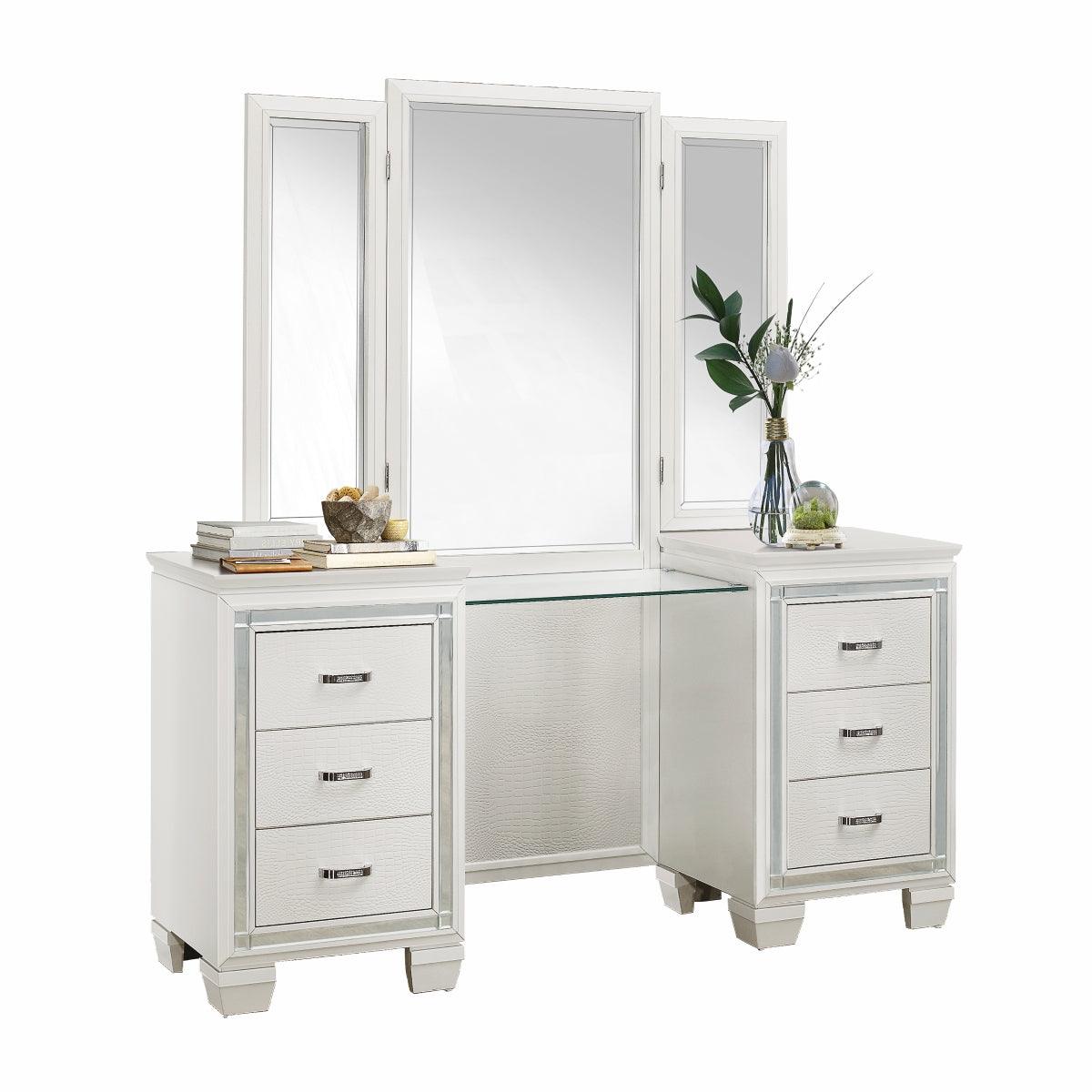 Homelegance - Allura Vanity Dresser With Mirror In White -1916W-15-14 - ATL FURNITURE