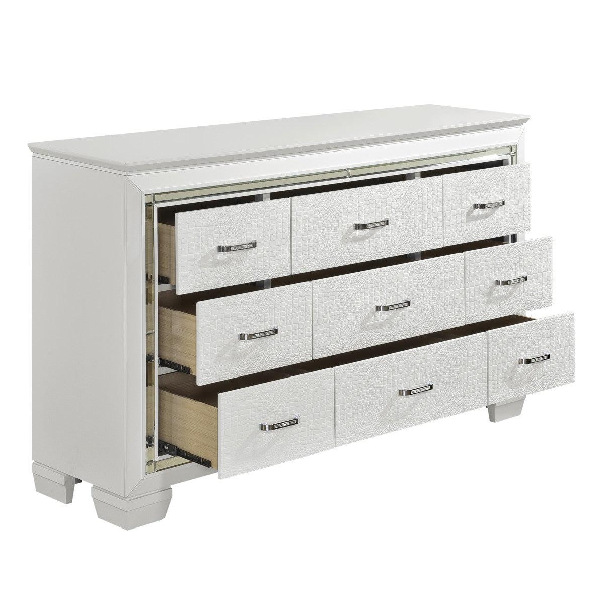 Homelegance - Allura Dresser With Mirror In White -1916W-5-6 - ATL FURNITURE