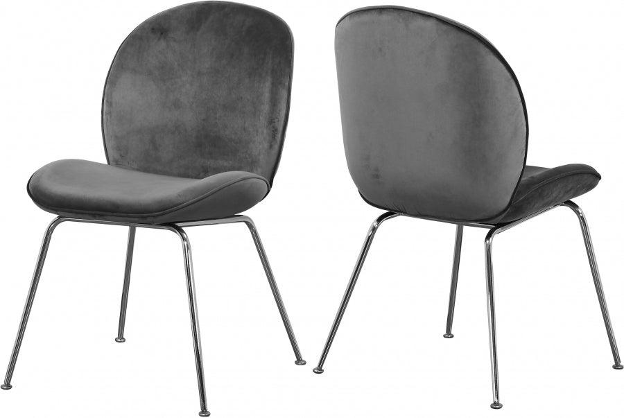 Meridian Furniture - Paris Velvet Dining Chair Set Of 2 In Grey - 786Grey-C - ATL FURNITURE