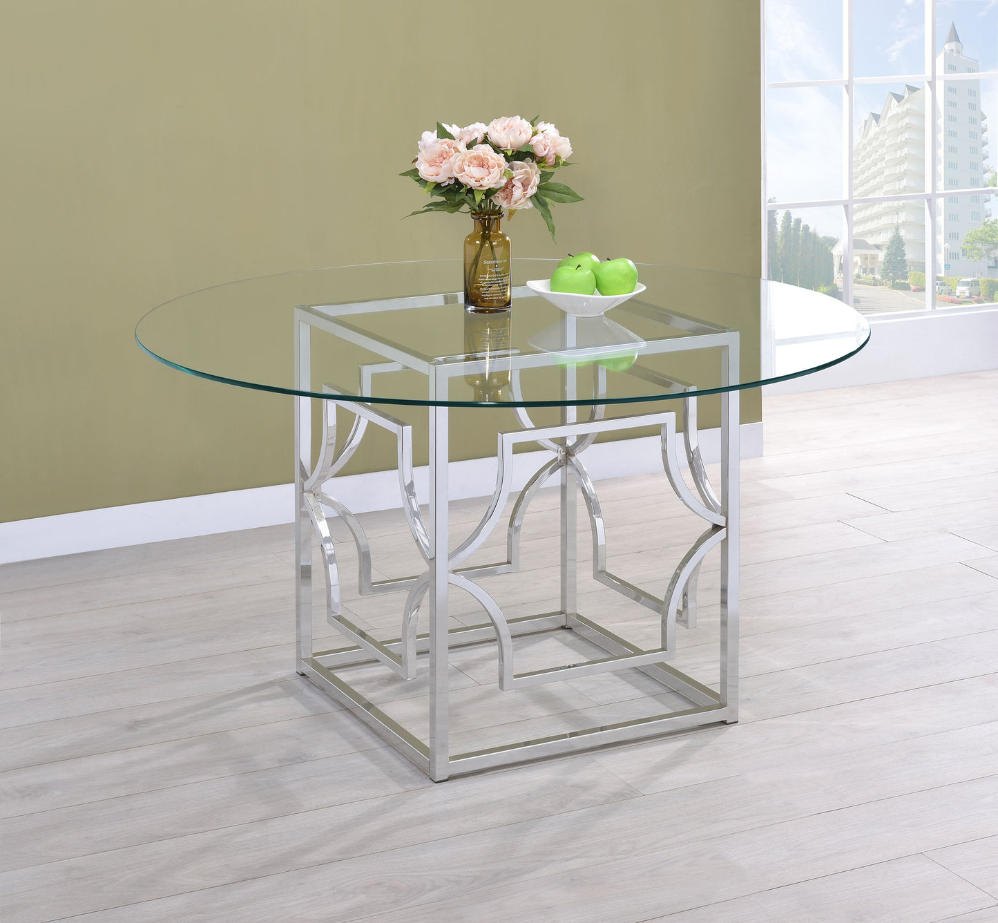 Starlight Square Metal Dining Table Base Chrome