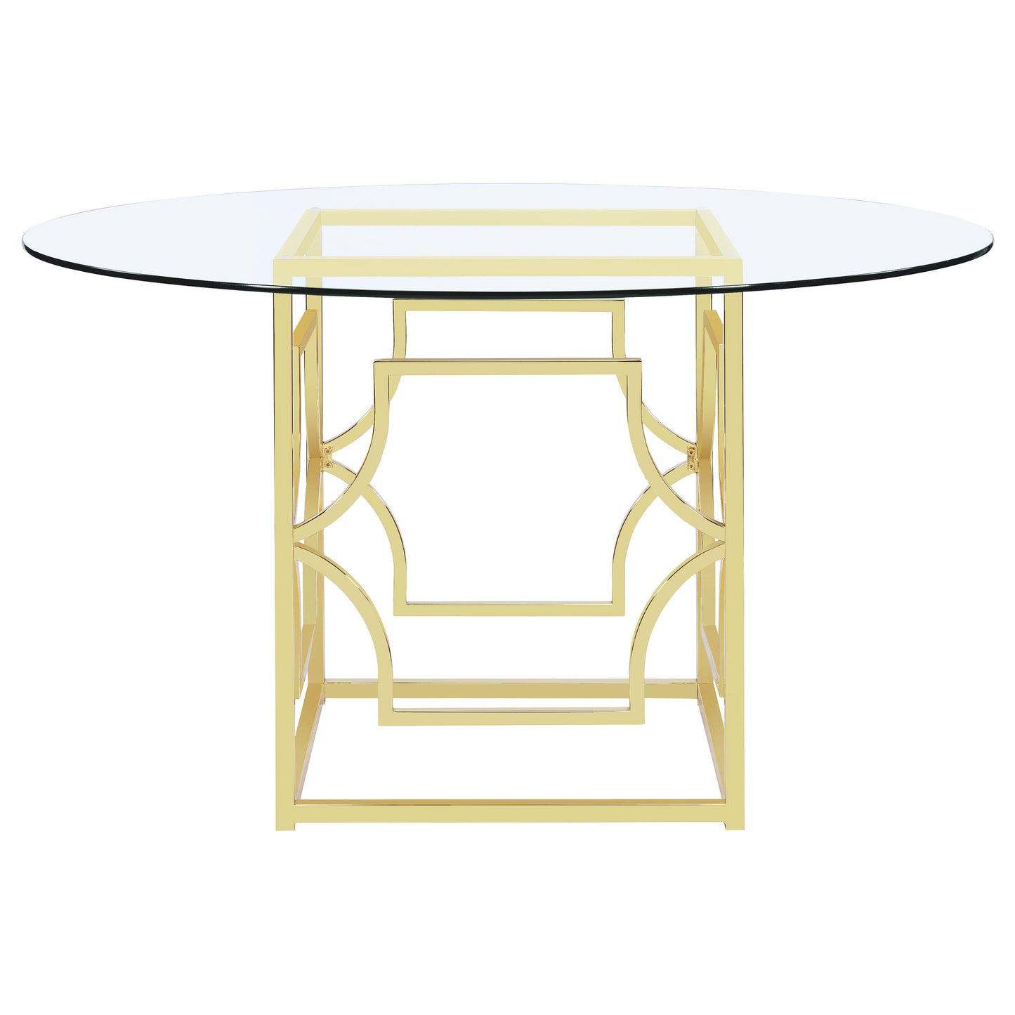 Starlight Round 54-inch Glass Top Metal Dining Table Brass